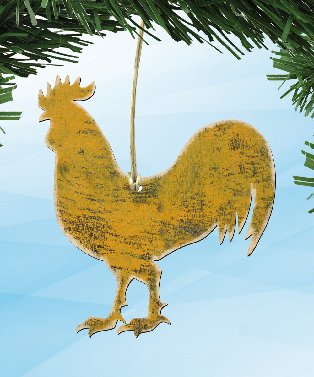 Rooster Wooden Rustic Ornaments Set of 3 99135