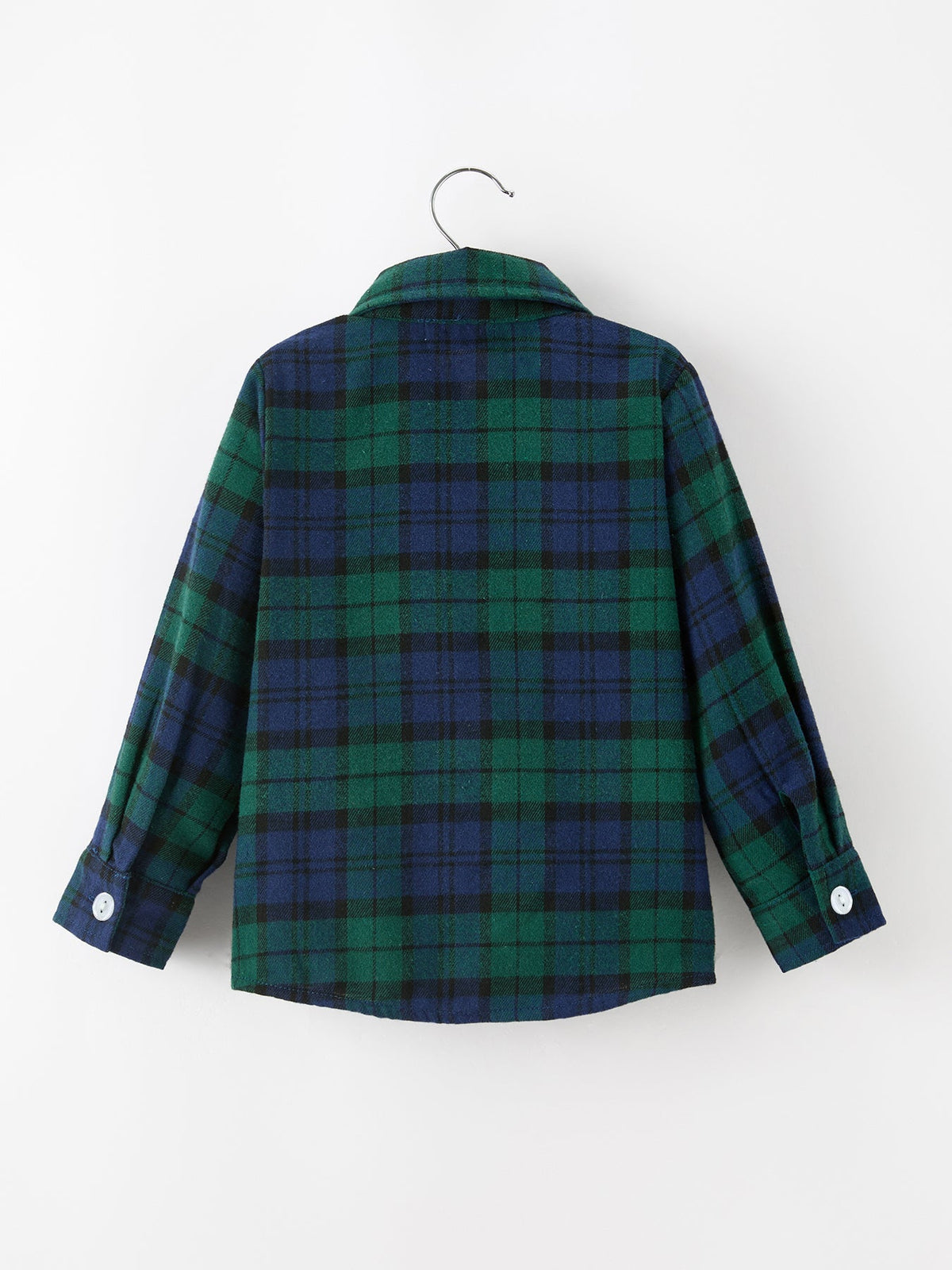 Christmas Boys Green & Navy Plaid Button Down Shirt