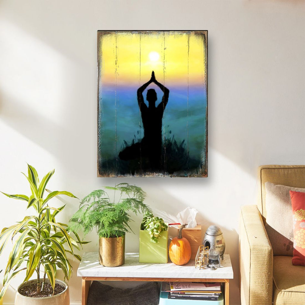 Yoga Art Wooden Wall Art by Nature Wonders - Nature Health Decor - 98435B