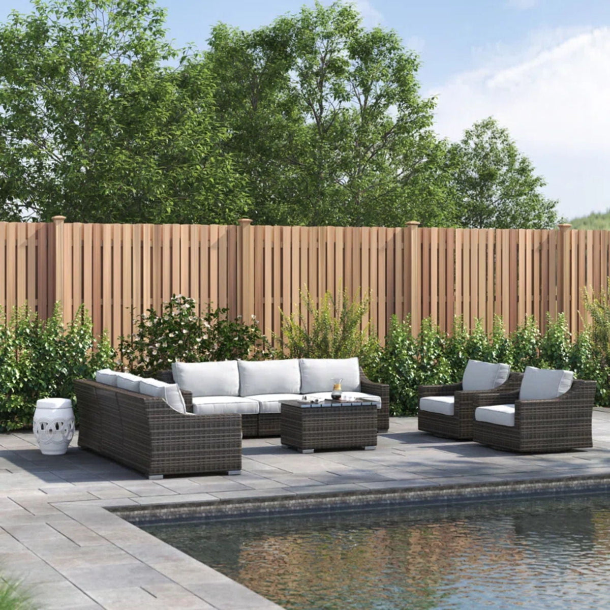 Stylish Sofa Seating Group With Cushions Perfect For Outdoor Gatherings