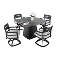 Outdoor Patio Dining Set, Squircle Dining Table, Dining Chairs With Sunbrella Cushions