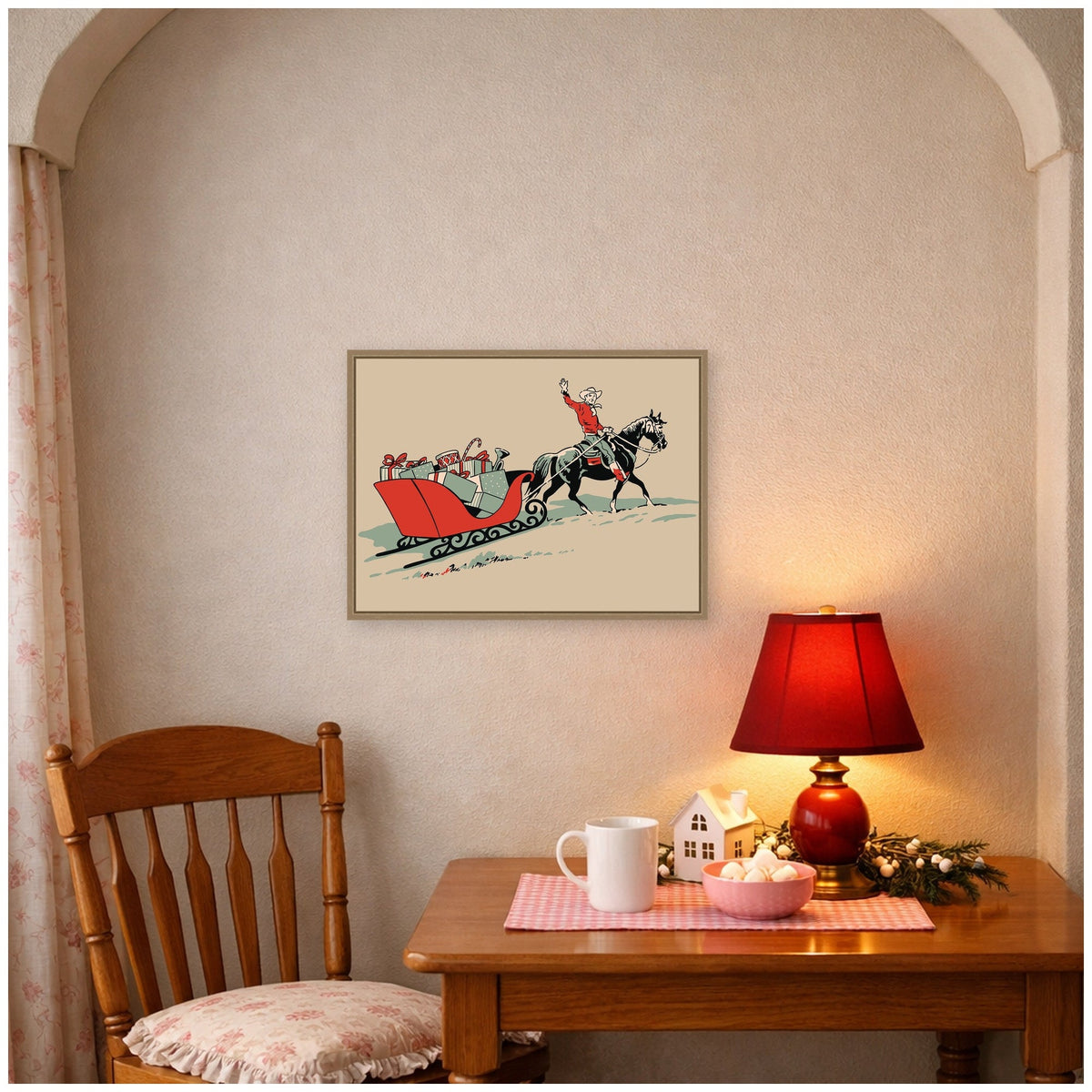 Christmas Cowboy by Megan Ryan Framed Canvas Wall Art Print