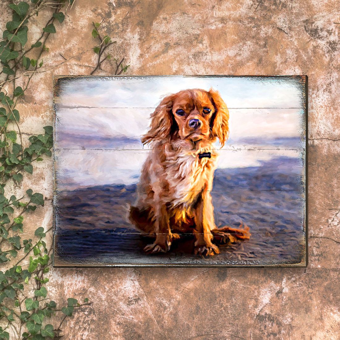 Alodie Small Dog Art Wooden Wall Art by Nature Wonders - Pets Dog and Cats Decor - 95345B