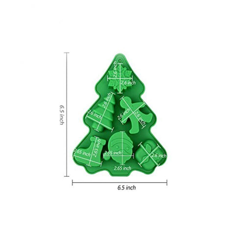 6 Holes Christmas Tree Silicone Cake Mold Snowflake Christmas Tree Santa Claus Christmas Gift Mold Christmas Decoration Green Christmas Tree Silicone Mold 6 Holes Snowflakes Gingerbread Xmas Stocking Santa Xmas Gift Shaped Chocolate Candy Mold