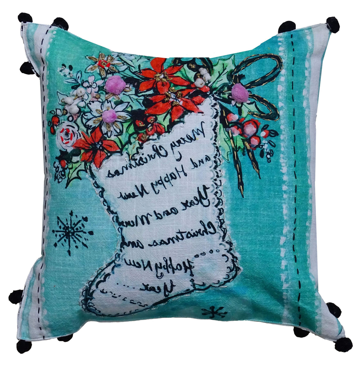 Vibhsa Christmas Holiday Pillow (Stocking, 18"x18")