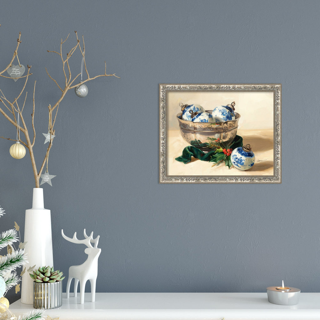 Blue Christmas 1 by Mary Sparrow Framed Mounted Canvas Wall Art Print