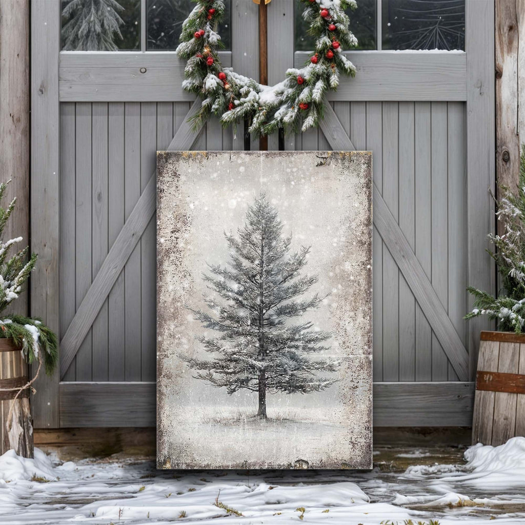 Vintage Christmas Tree Wall Art with Free 100+ Christmas Print