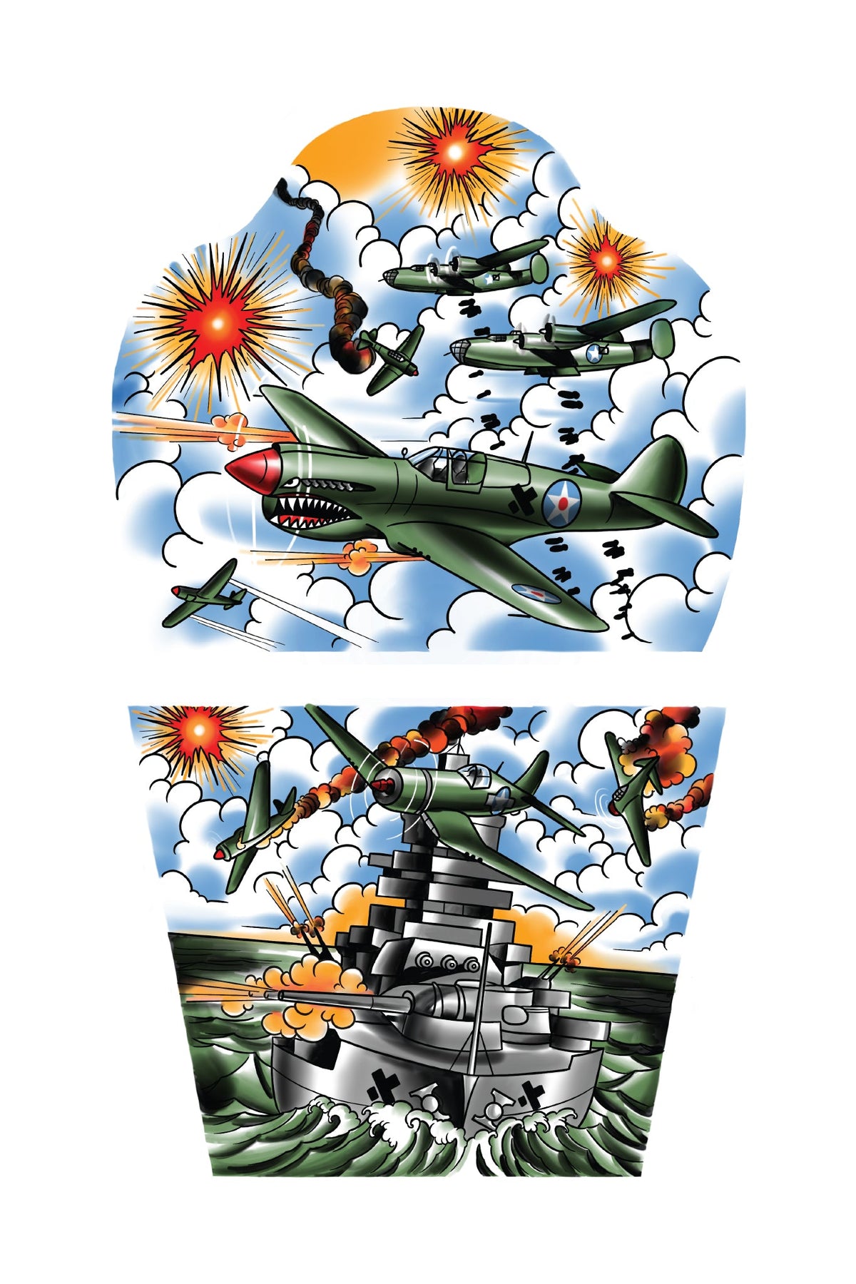 Battle Stations Full Sleeve Tattoo - Temporary Kids Tattoo Sleeve