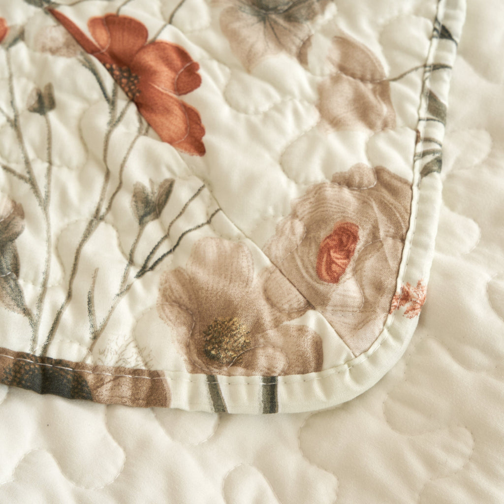 DaDalogy Enchanted Meadow Bed in a bag Set - Victoria Garden Delicate Floral Symphony in Beige, Rose, and Soft Green, Luxuriously Soft Quilted Set