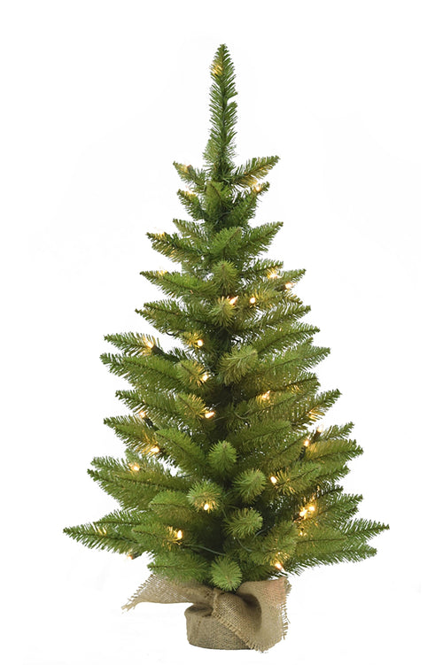 3' Prelit Tabletop Christmas Tree with Burlap Base