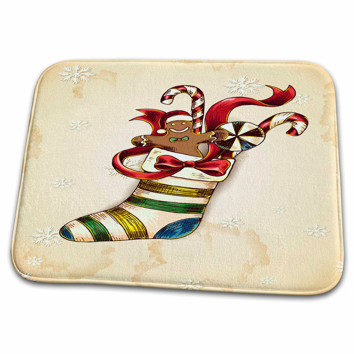 3dRose Cute Filled Vintage Style Christmas Stocking Xmas Holiday... - Dish Drying Mats (ddm-119113)
