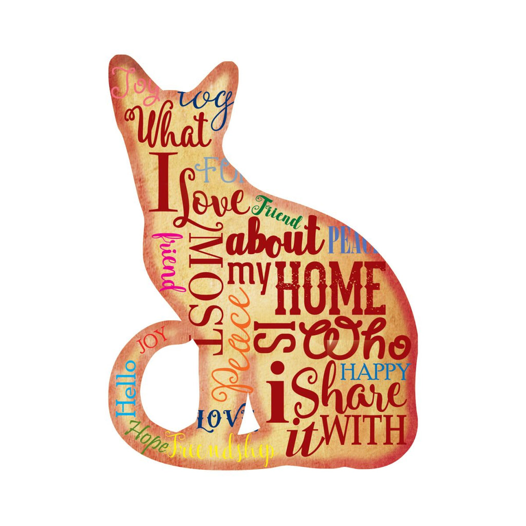 Home Cat Shaped Wooden Rustic Ornaments - Tree Ornament Set of 3 99113W