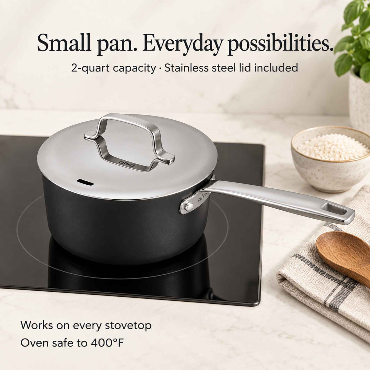 Maestro Ceramic Nonstick Saucepan with Lid, 2-Qt
