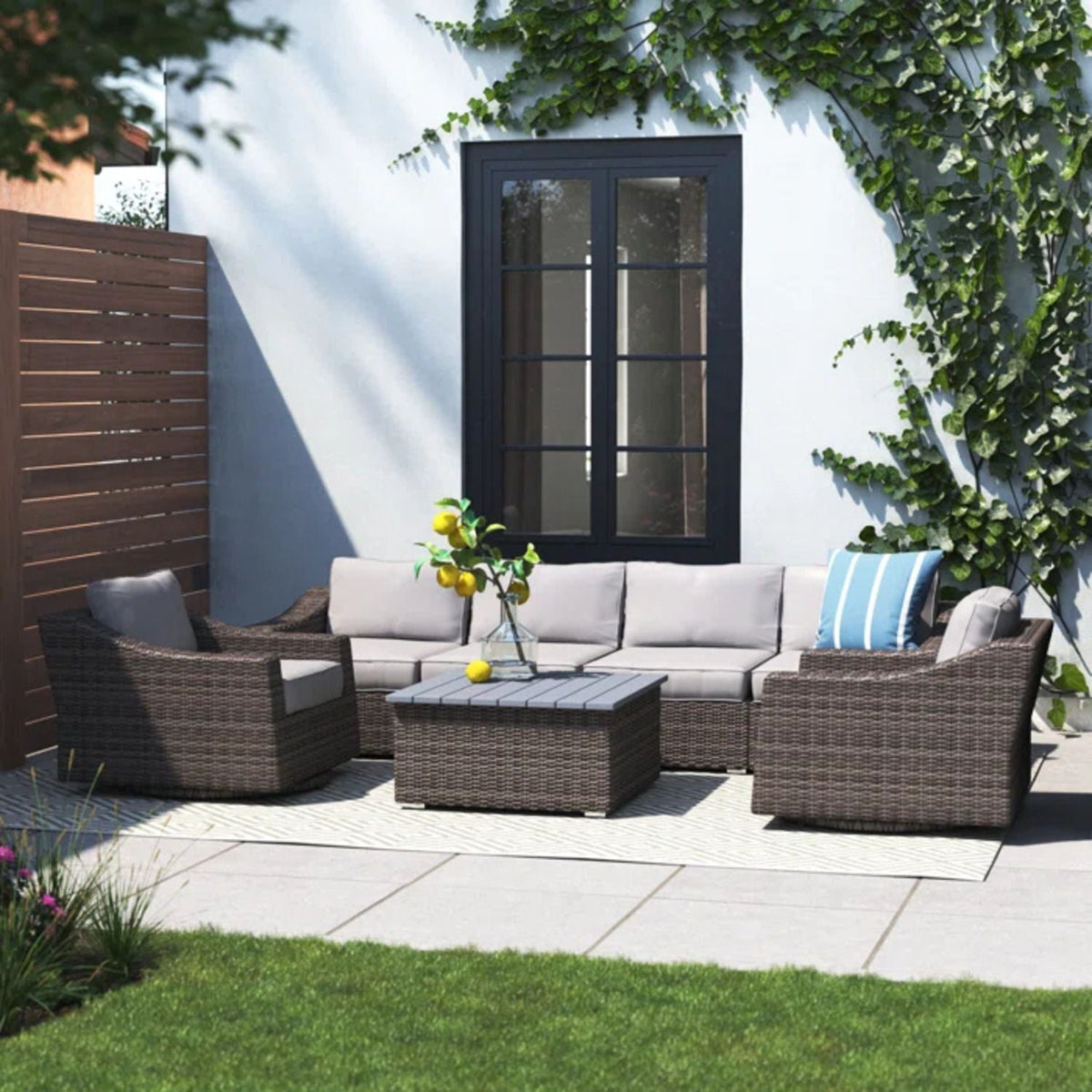 Stylish Sofa Seating Group With Cushions Perfect For Outdoor Gatherings