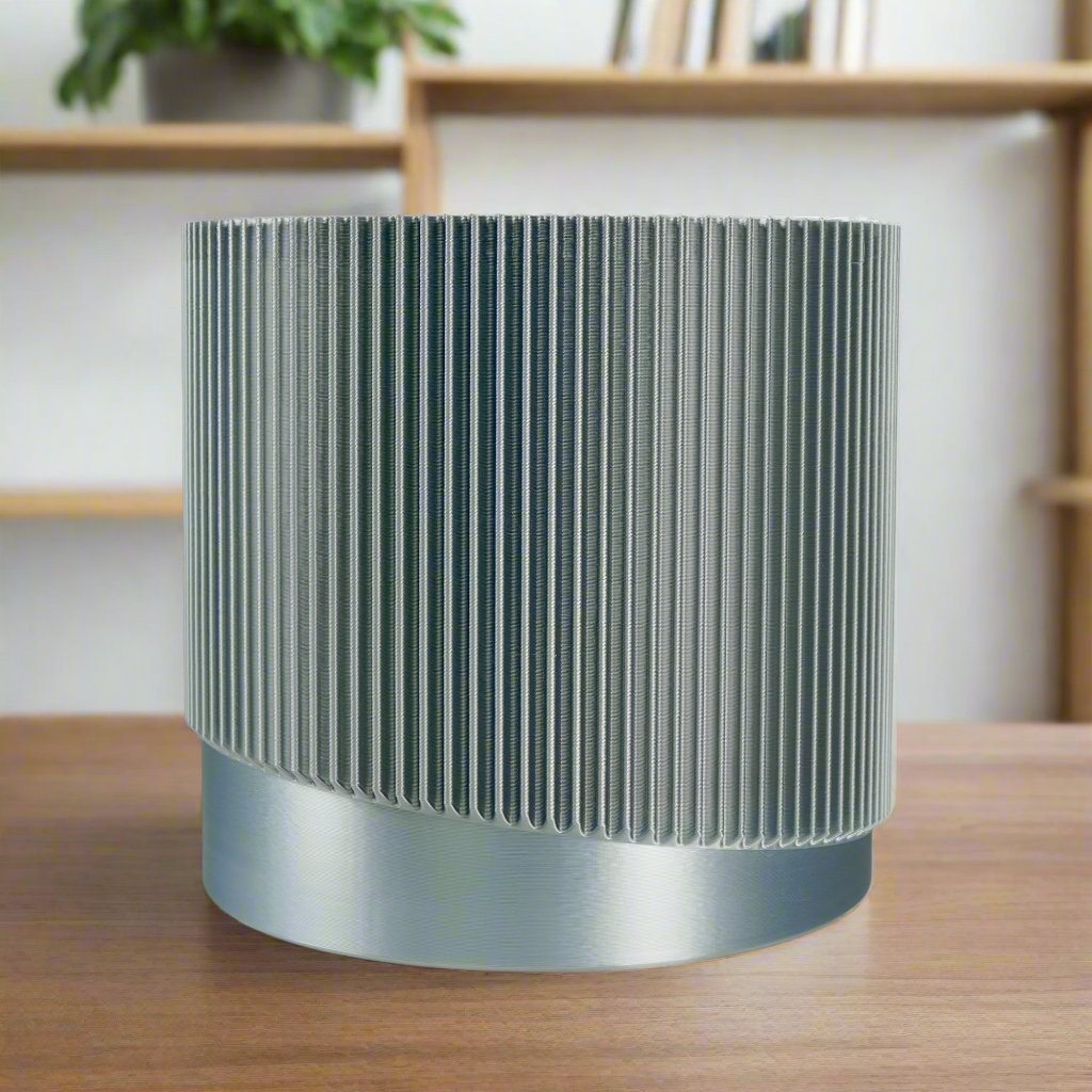 Mid-Century Ribbed Planter with Drainage and Saucer in Multiple Colors, 3D Printed Planter with Unique Modern Design, Lightweight, Wave