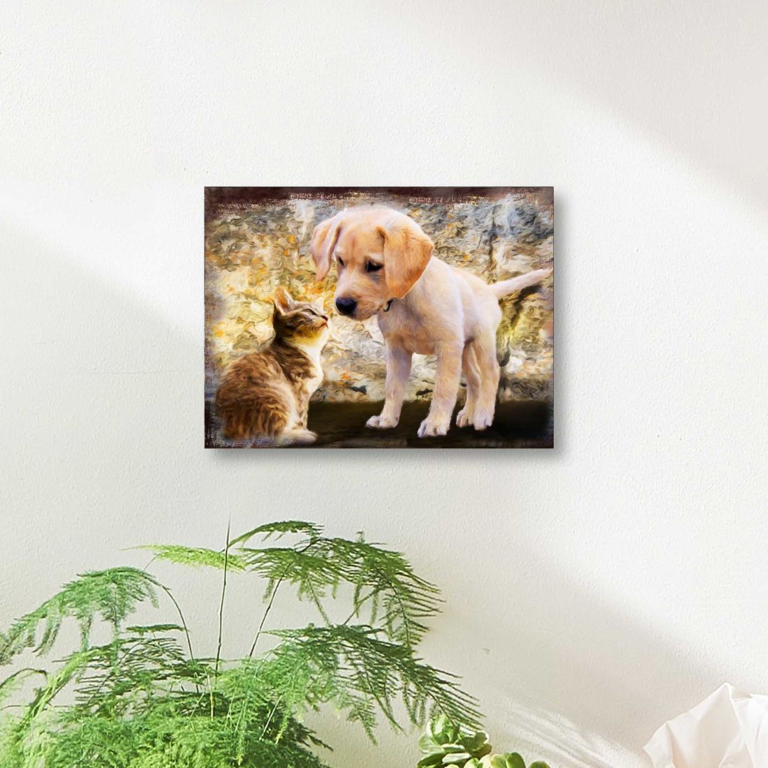 Allene Dog & Cat Art Wooden Wall Art by Nature Wonders - Pets Dog and Cats Decor - 95340B