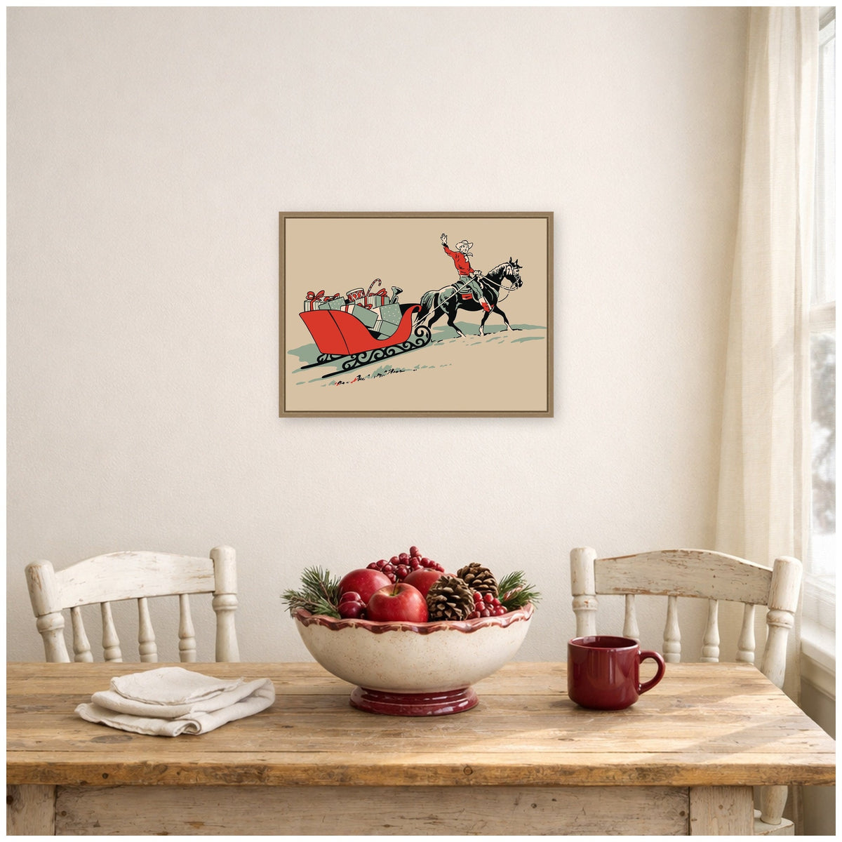 Christmas Cowboy by Megan Ryan Framed Canvas Wall Art Print