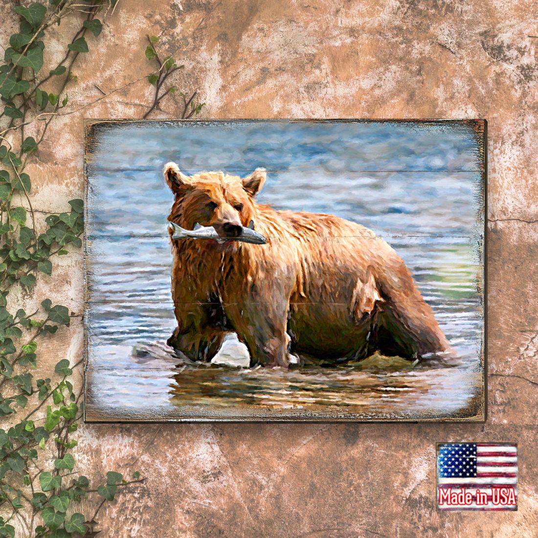Bear Art Wooden Wall Art by Nature Wonders - Nature Wildlife Decor  - 95297B