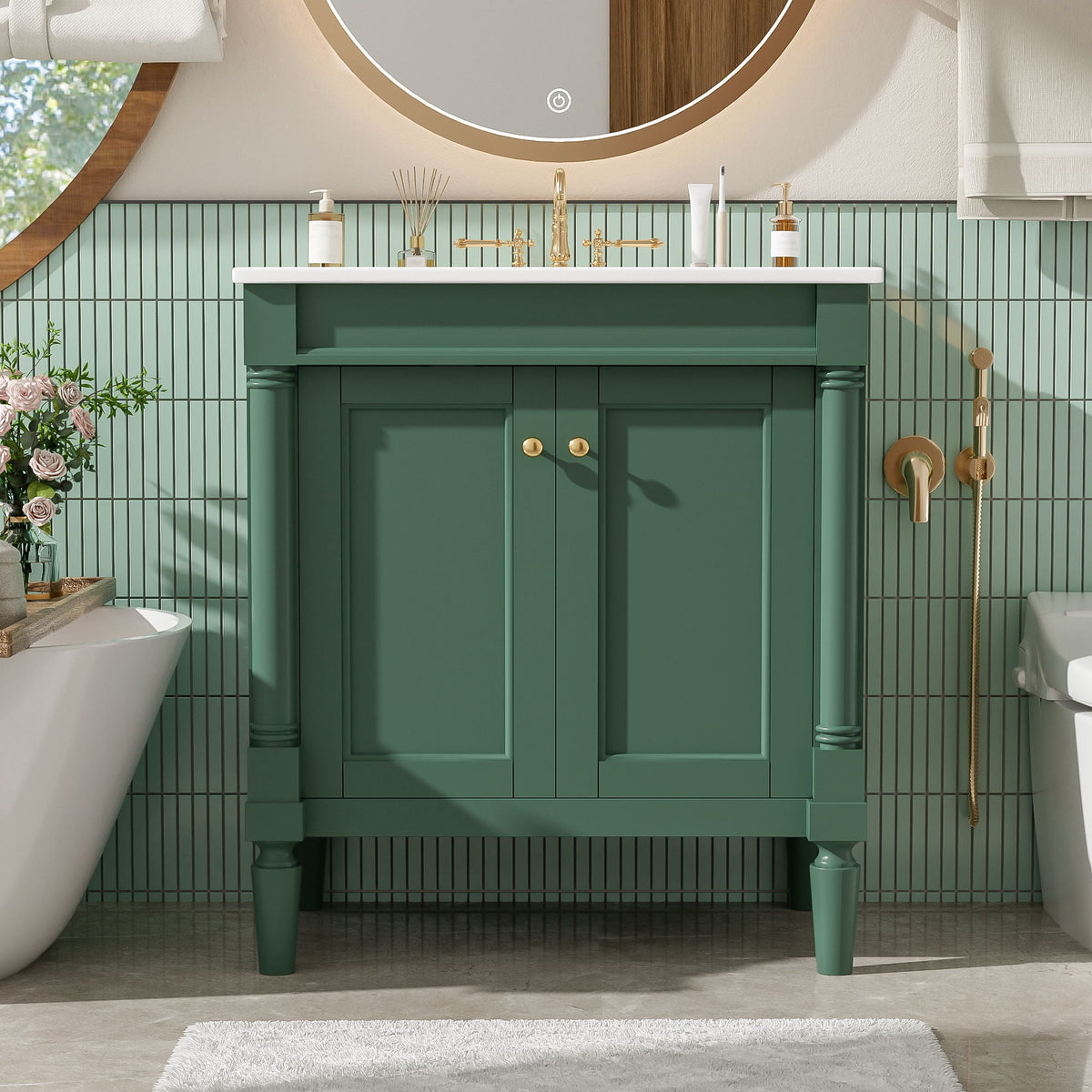 Bathroom Vanity Cabinet With Sink, Soft Close Doors, Storage Cabinet