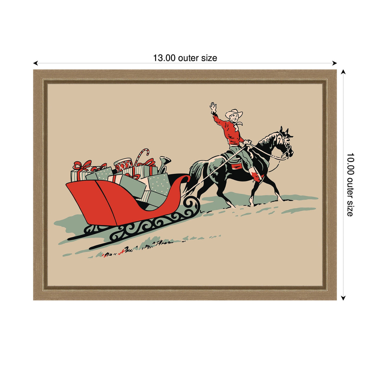 Christmas Cowboy by Megan Ryan Framed Canvas Wall Art Print
