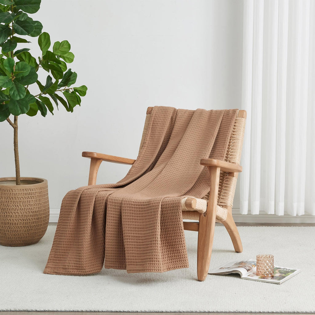 100% Cotton Waffle Weave Blanket - Mikala Collection