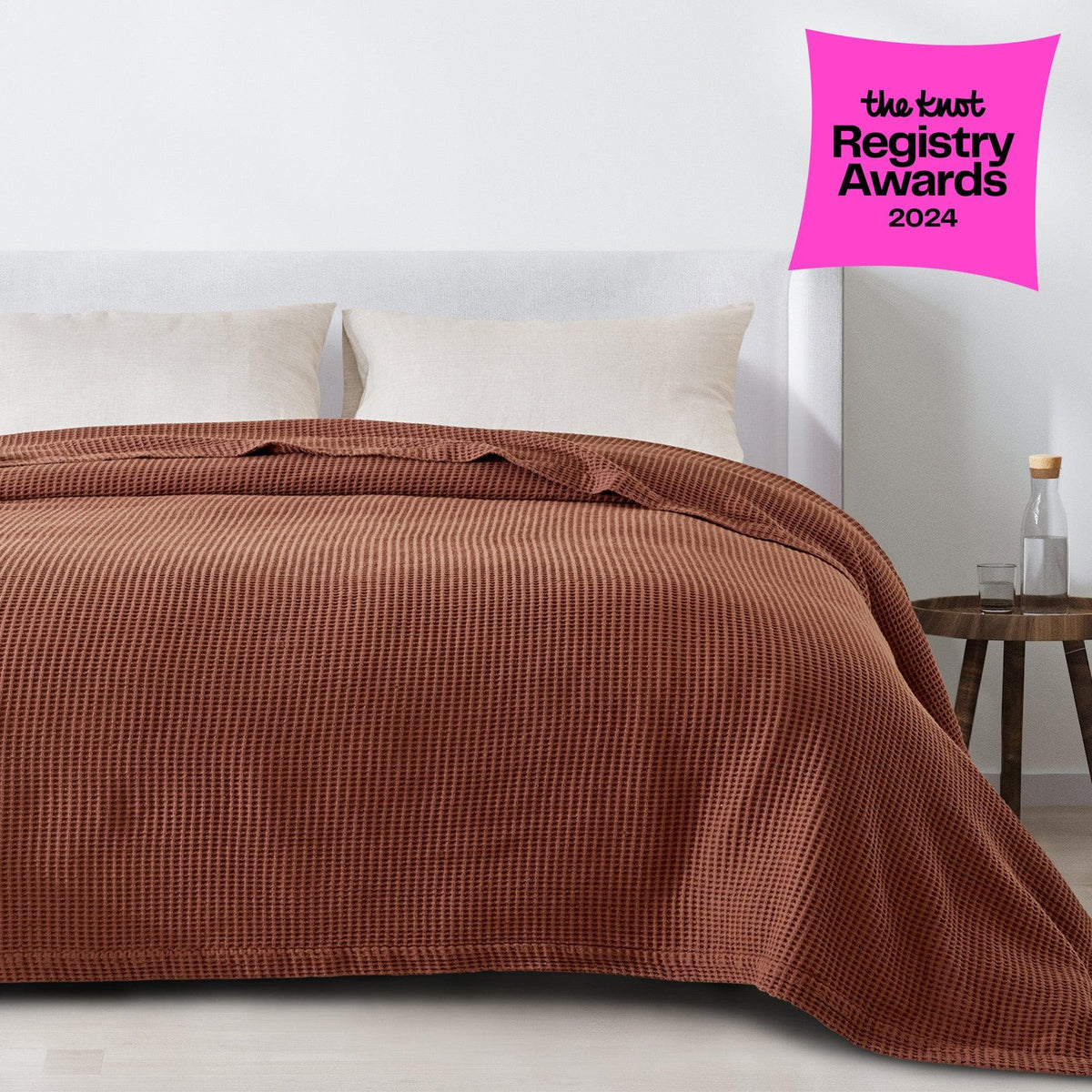 100% Cotton Waffle Weave Blanket - Mikala Collection