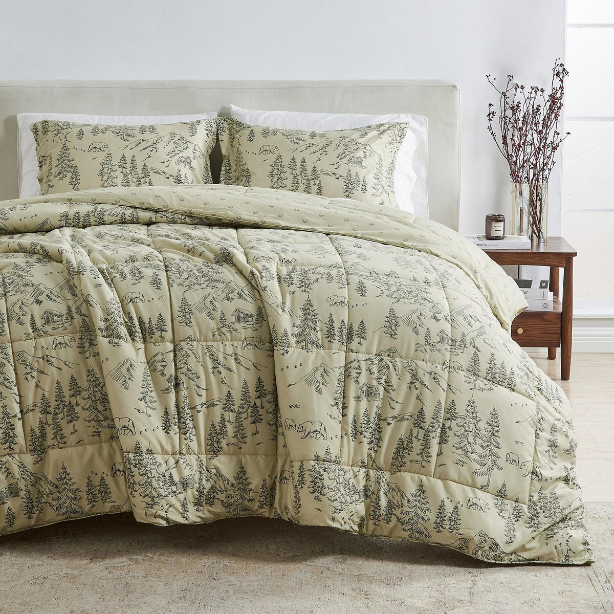 Reversible Christmas Comforter and Sham Set - Holiday / Lodge Odette Collection