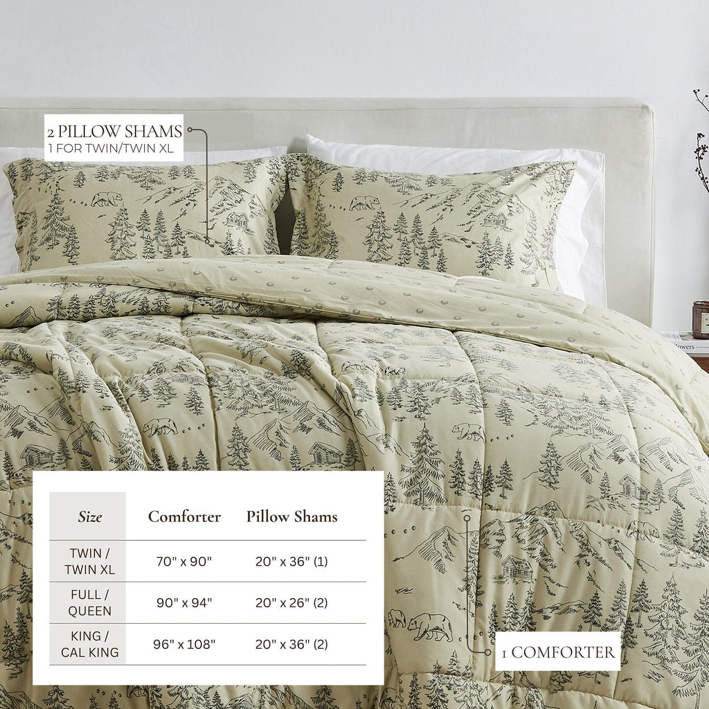 Reversible Christmas Comforter and Sham Set - Holiday / Lodge Odette Collection