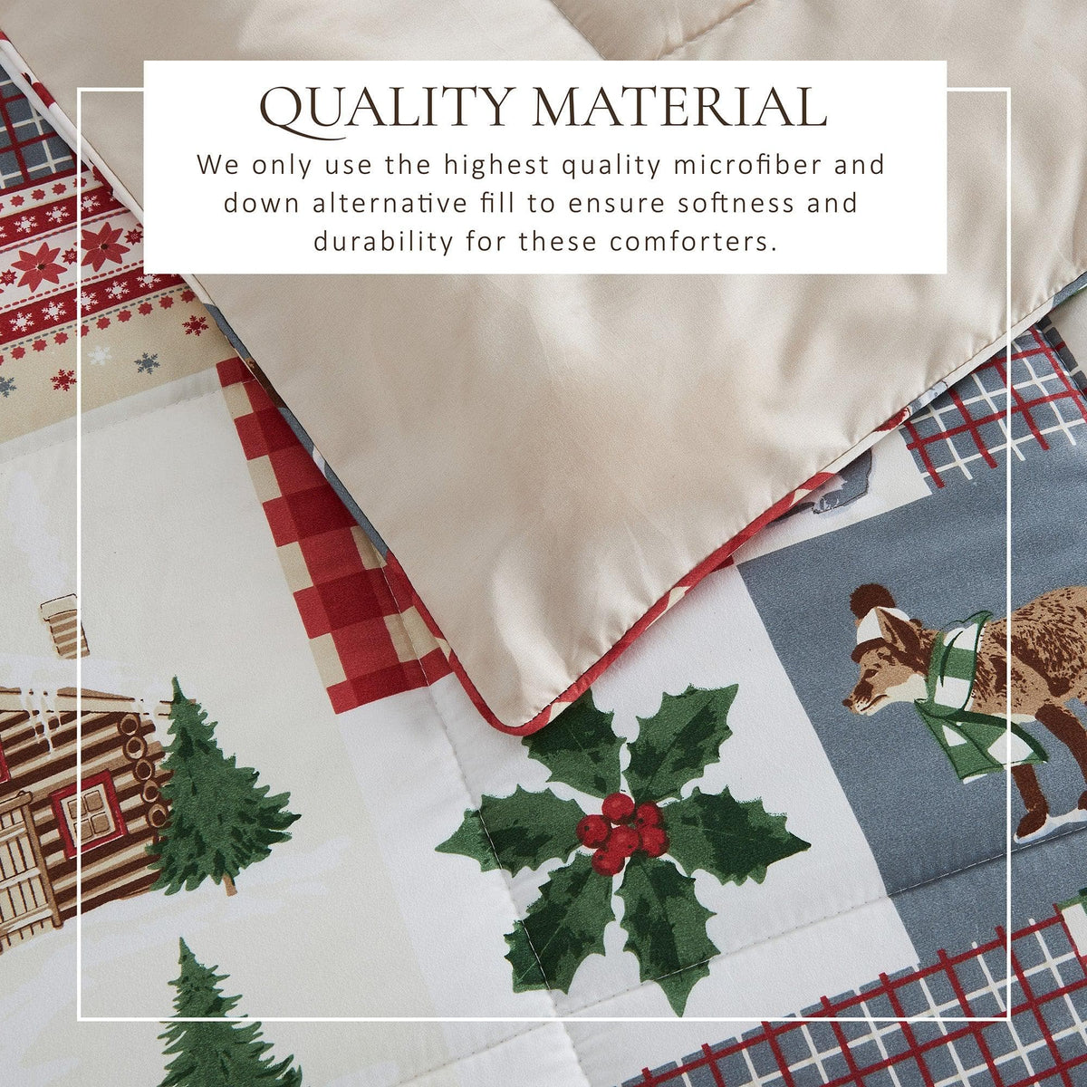 Reversible Christmas Comforter and Sham Set - Holiday / Lodge Odette Collection
