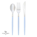 Ice Blue and Silver Plastic Cutlery Set | 32 Pieces