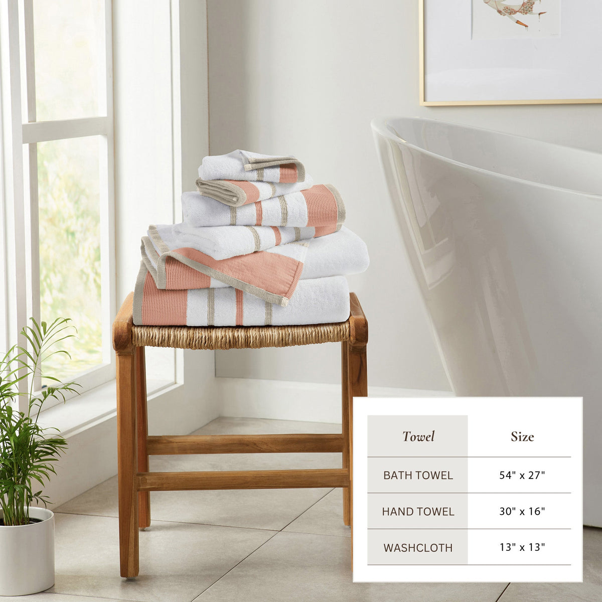 Decorative Cotton Stripe Bath Towel Set - Noelle Collection