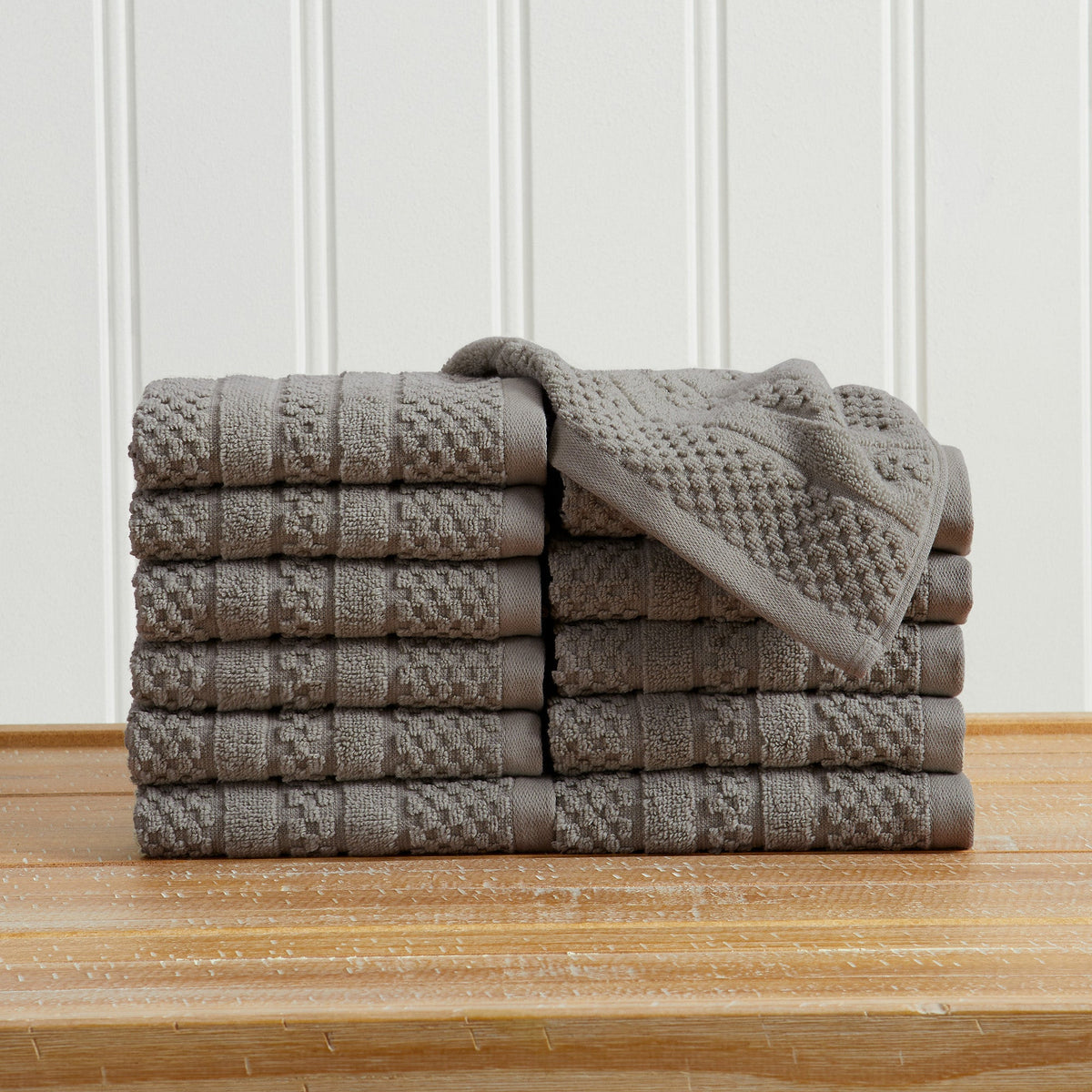 100% Cotton Checkered Jacquard Bath Towel Set - Giuliana Collection